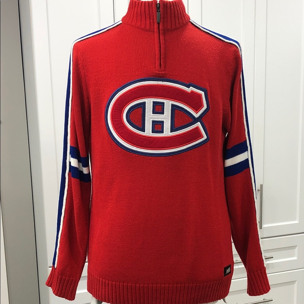 🏒NHL Montreal Canadiens Men’s Quarter Zip Sweater | Red | Small–Medium